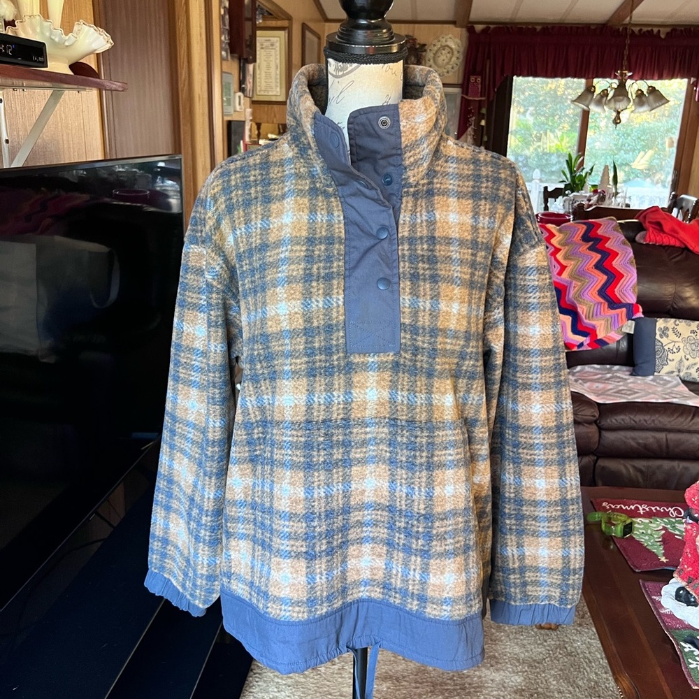 REI Co-op Women's Norseland Fleece Pullover Aspen Plaid Multicolor Large.